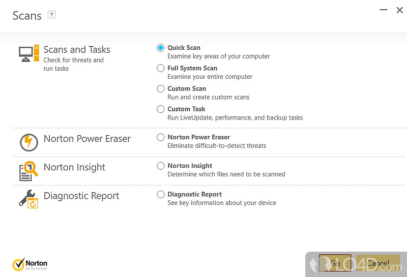 Scanning configuration for in-depth examination - Screenshot of Norton Security Premium