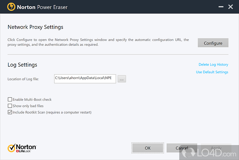 Run a scan with default settings - Screenshot of Norton Power Eraser