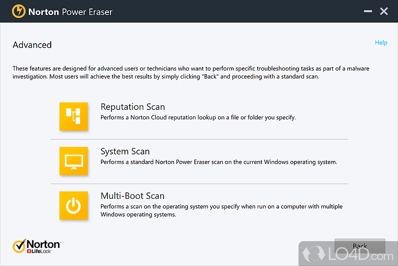 Norton Power Eraser: Remove viruses - Screenshot of Norton Power Eraser