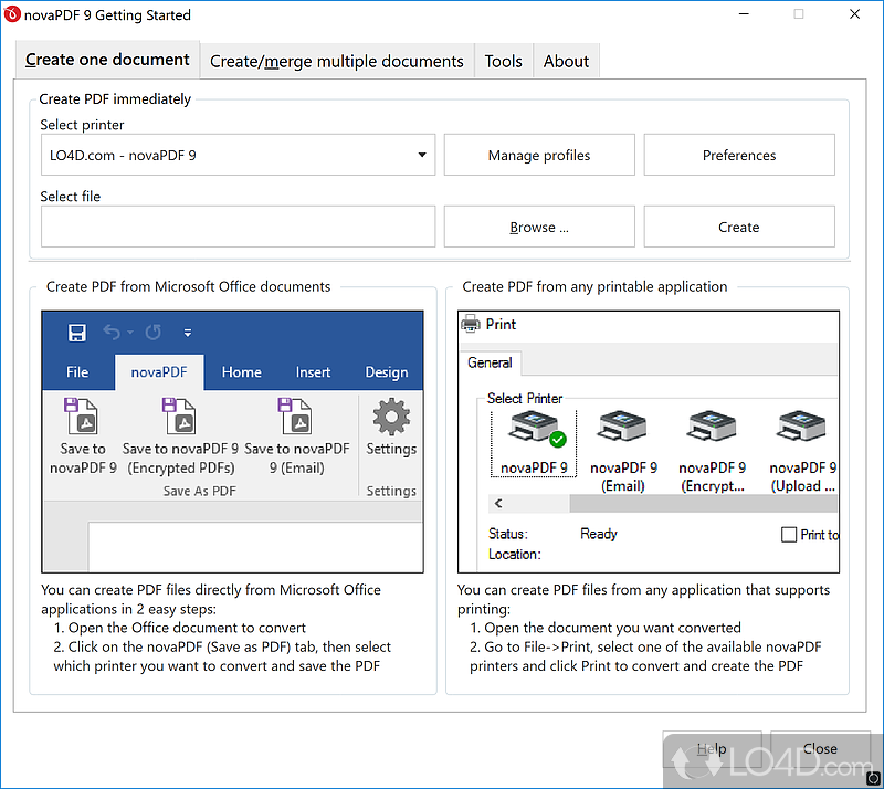novaPDF Standard: User interface - Screenshot of novaPDF Standard
