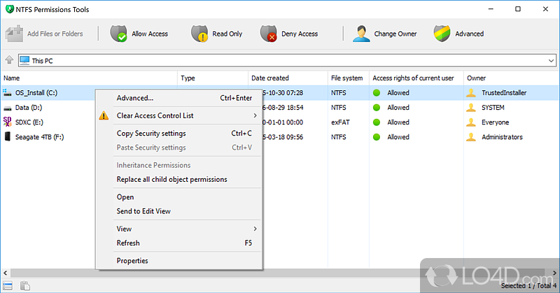 NTFS Permissions Tools: User interface - Screenshot of NTFS Permissions Tools