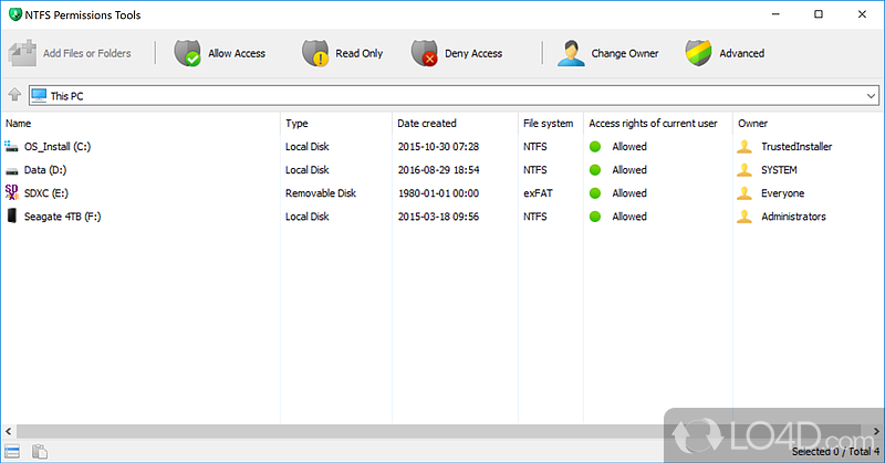 Manages file system permissions on Windows systems - Screenshot of NTFS Permissions Tools