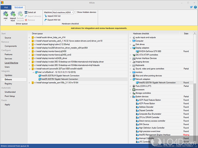 Integrate updates, drivers, automate Windows and application setup - Screenshot of NTLite