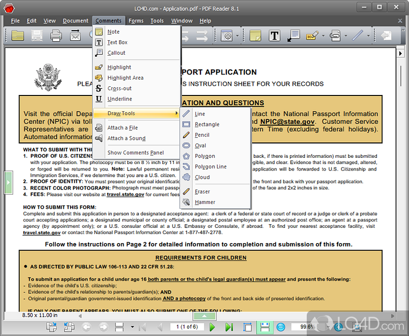 Nuance PDF Reader: User interface - Screenshot of Nuance PDF Reader