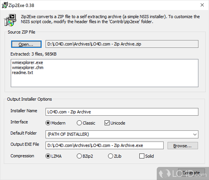 Make installation files (installers) - Screenshot of Nullsoft Scriptable Install System