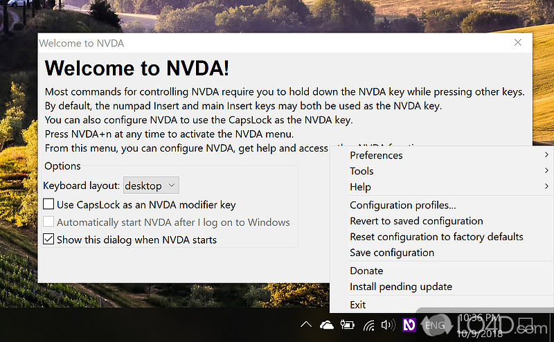 nvda screen reader come when start computer