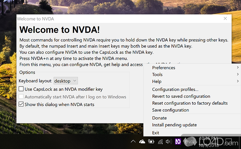 Blind or vision impaired people can easily access computers running Windows - Screenshot of NVDA