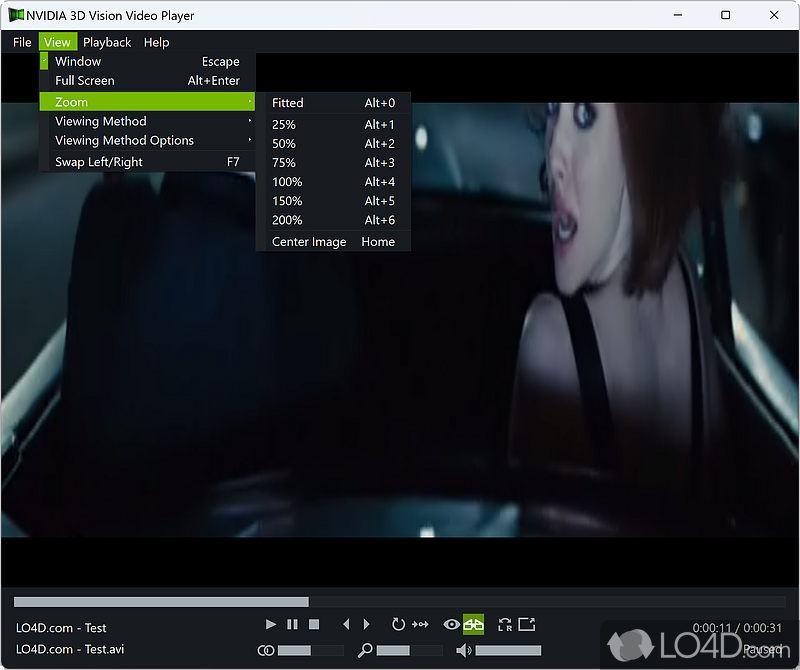 Viewing digital pictures - Screenshot of NVIDIA 3D Vision Video Player