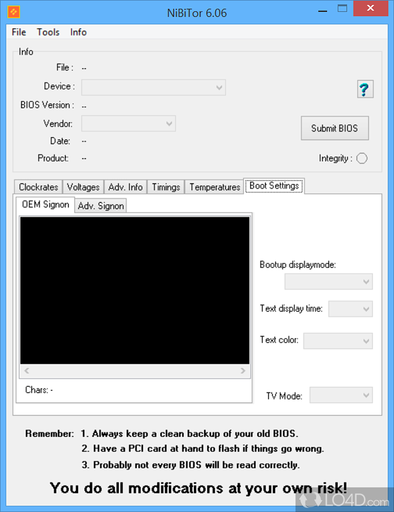 Tweak the Nvidia graphic card - Screenshot of NVIDIA BIOS Editor