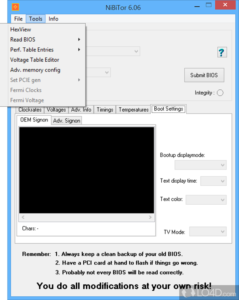 BIOS modification program which can overclock NVIDIA GPUs - Screenshot of NVIDIA BIOS Editor