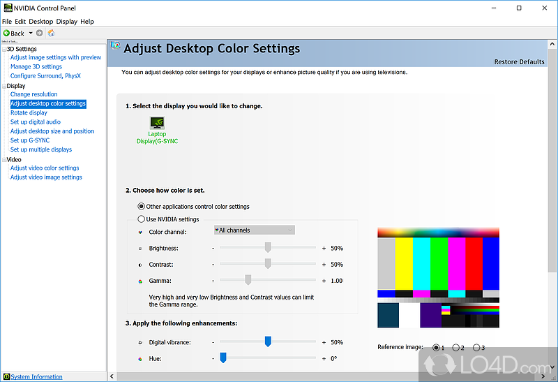 Managing 3D settings for video games - Screenshot of NVIDIA Display Control Panel