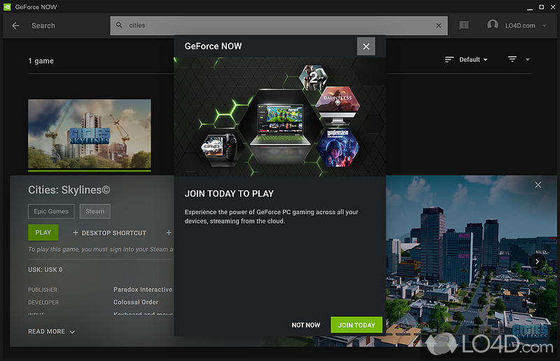 A free program for Android, by Nvidia - Screenshot of NVIDIA GeForce Now