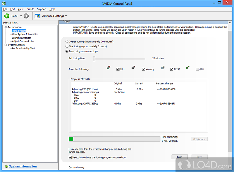 Official overclocking tool and GPU diagnostic tool from NVIDIA - Screenshot of nVidia nTune