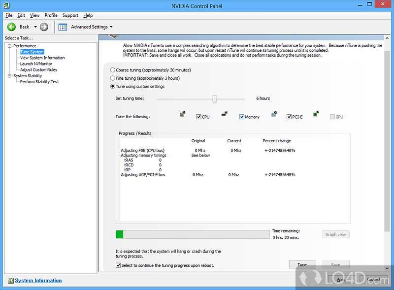 nVidia nTune: User interface - Screenshot of nVidia nTune