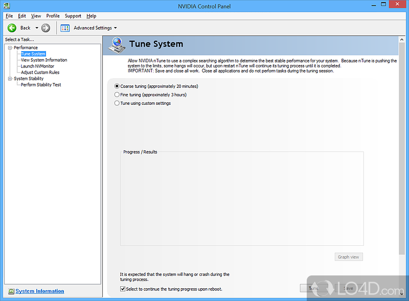 Context menu entries for enhanced ease of access - Screenshot of nVidia nTune