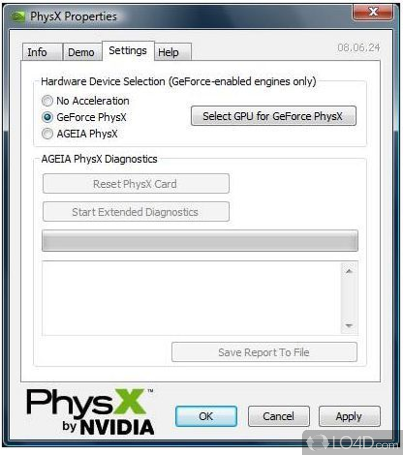 Tweak video card settings for superior performance - Screenshot of NVIDIA PhysX