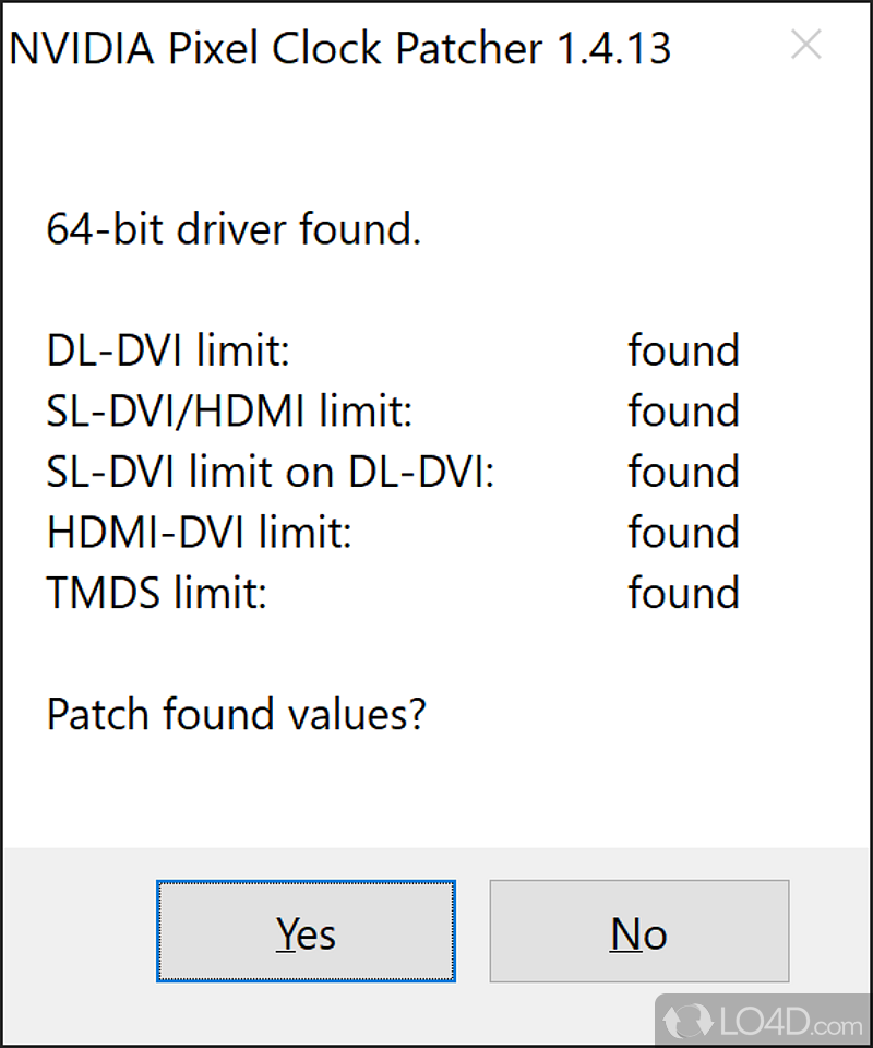 Tweak NVIDIA graphics driver to exceed the imposed limits on refresh rates - Screenshot of NVIDIA Pixel Clock Patcher