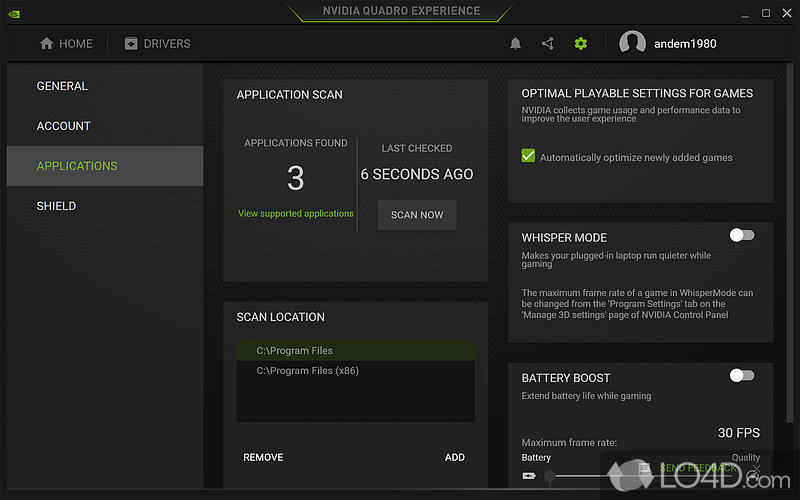 Nvidia Quadro Experience screenshot