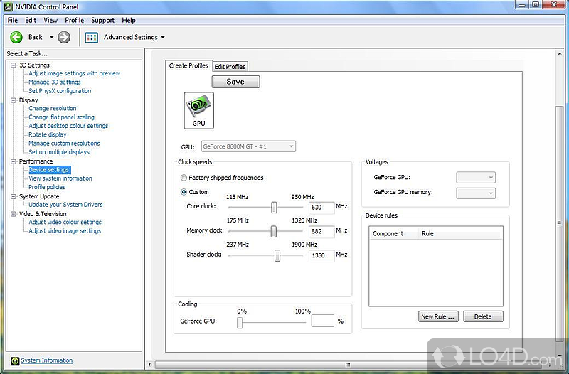 Software utilities designed for managing - Screenshot of NVIDIA System Tools