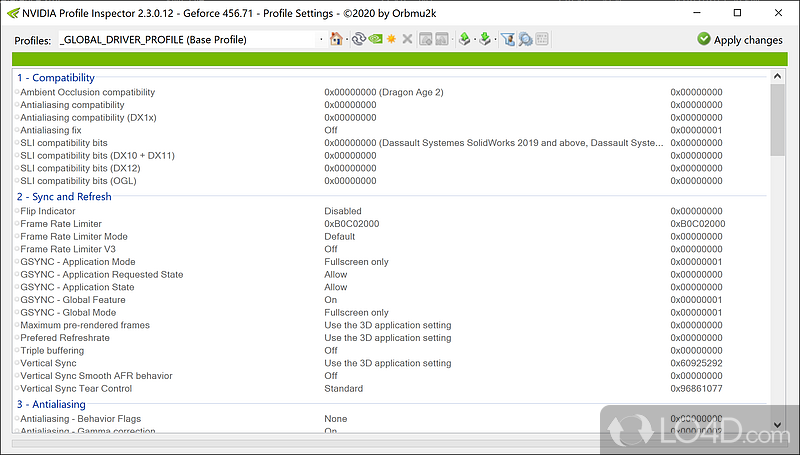 View detailed info about nVidia graphics card using this app that features overclocking options - Screenshot of nvidiaProfileInspector