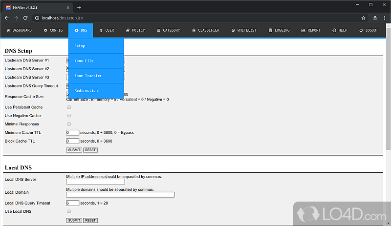 Get the DNS server up and running - Screenshot of NxFilter