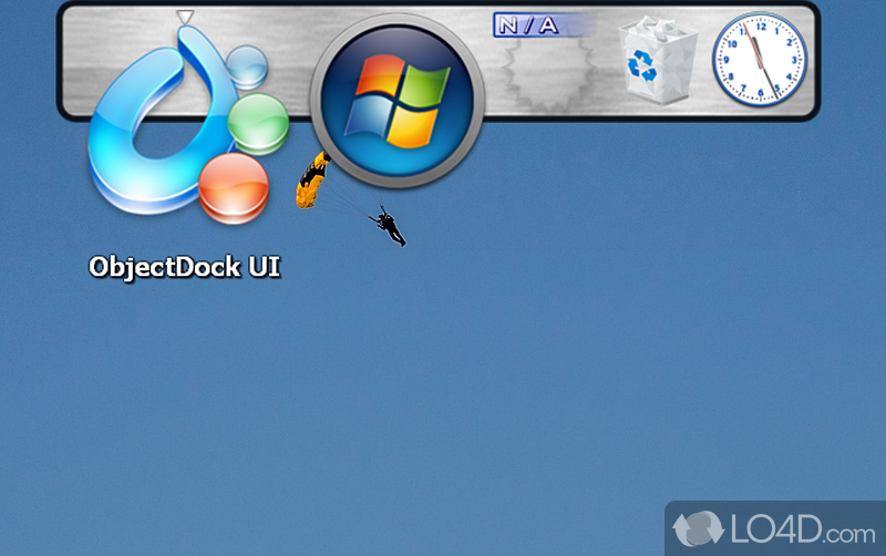 Add a skinnable dock to Windows desktop, enabling you to access frequently used apps - Screenshot of ObjectDock