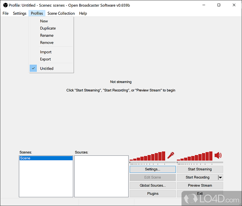 Public online broadcasting and custom streaming to servers - Screenshot of OBS Classic