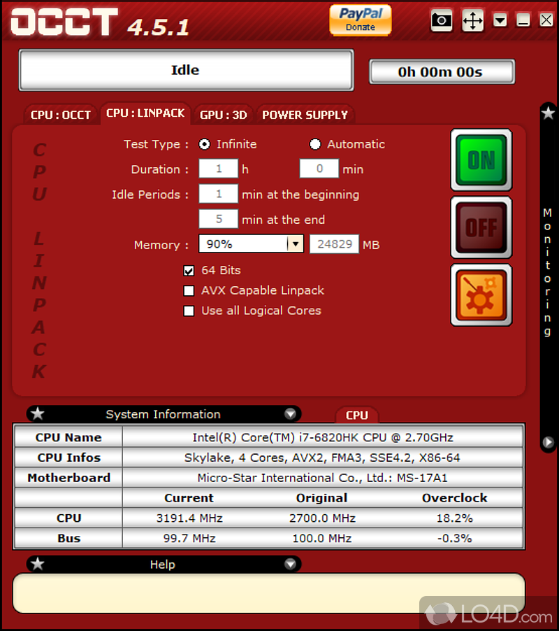 Stability checking tool - Screenshot of OCCT