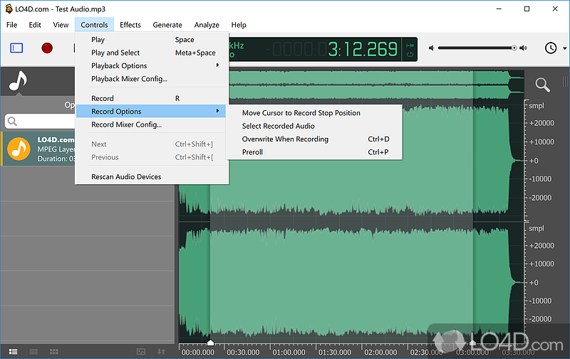 ocenaudio: Aplicar efectos, - Screenshot of ocenaudio