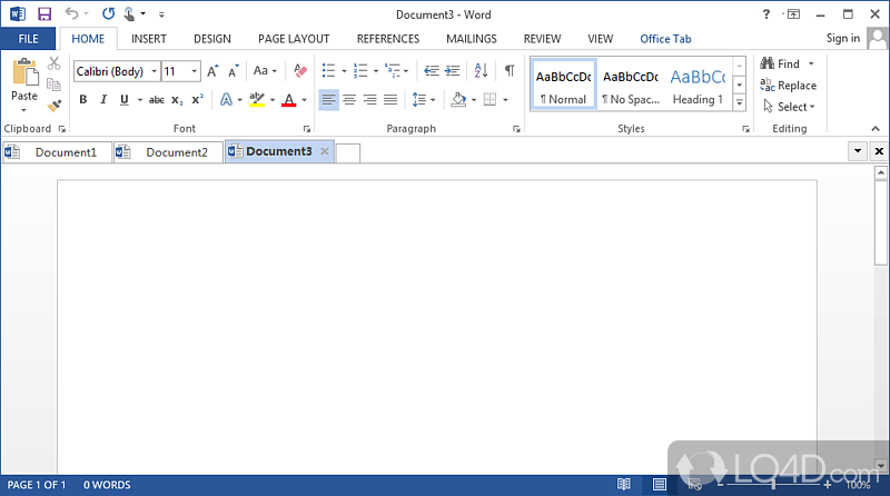 Display and edit multiple documents in a single window with tabbed management capabilities - Screenshot of Office Tab