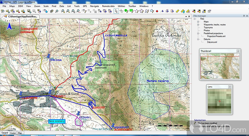 Employs GPS collected data in a versatile environment - Screenshot of OkMap