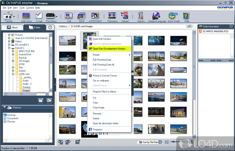 Olympus Master: User interface - Screenshot of Olympus Master