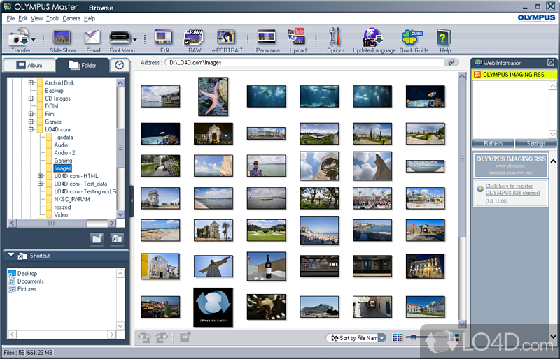 Digital photo tool that allows users to edit images by resizing - Screenshot of Olympus Master
