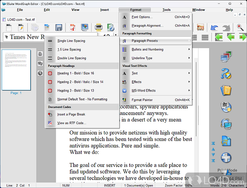 OmegaOffice HD+: User interface - Screenshot of OmegaOffice HD+
