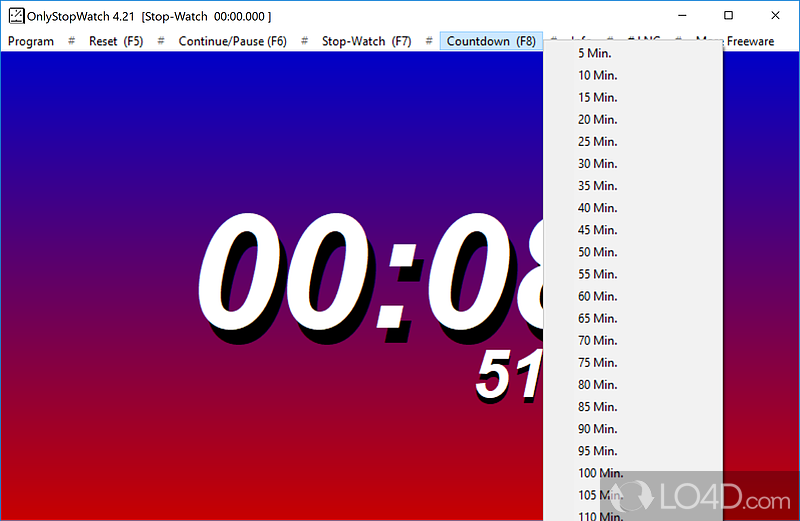 Working with the timer - Screenshot of OnlyStopWatch