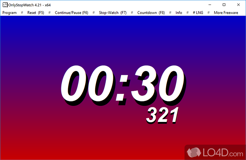 Countdown timer that comes with basic features such as milliseconds - Screenshot of OnlyStopWatch