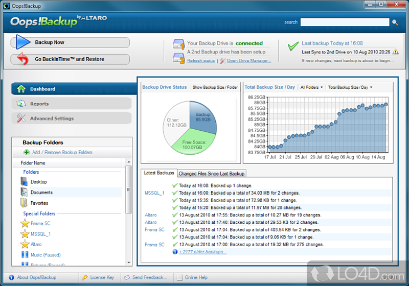 Excellent backup and restore application - Screenshot of Oops!Backup