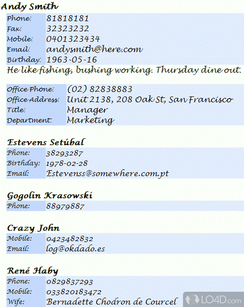 Edit contacts of individuals & organizations - Screenshot of Open Contacts