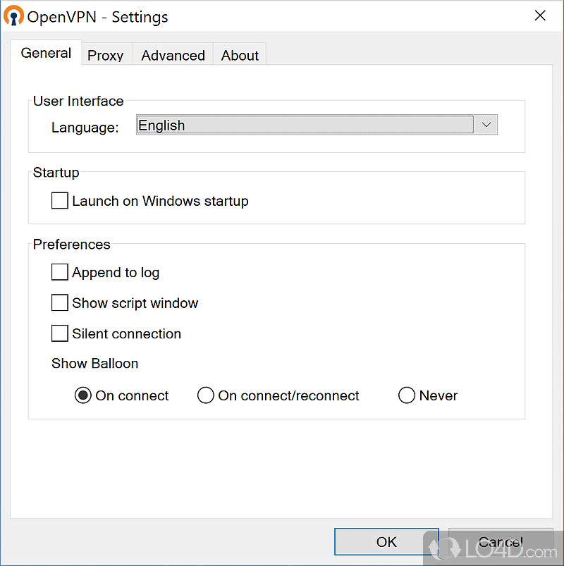 Control the program from the System Tray - Screenshot of OpenVPN GUI