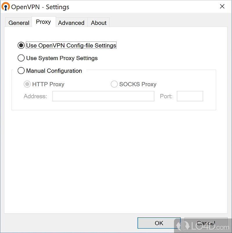 Change the proxy settings effortlessly - Screenshot of OpenVPN GUI