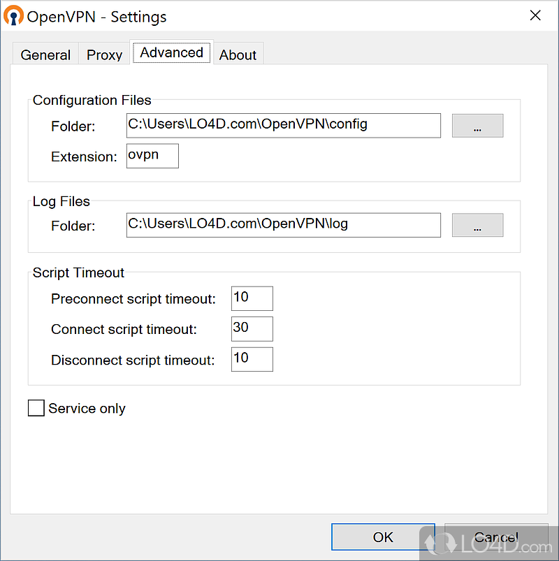 Interface to use OpenVPN - Screenshot of OpenVPN GUI