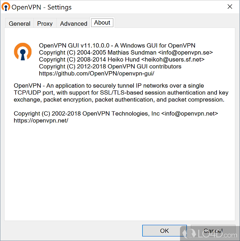 Secure connections for Virtual Private Networks (VPN) - Screenshot of OpenVPN GUI