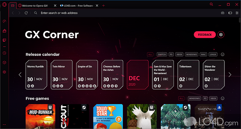 Opera GX: Made for gamers - Screenshot of Opera GX