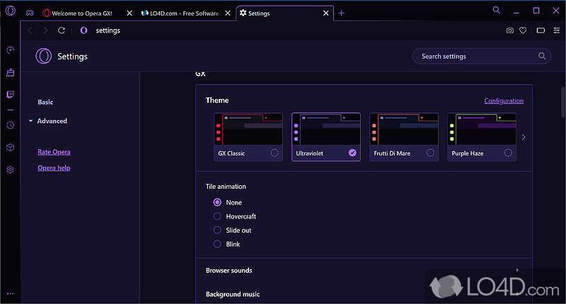Browser for Gamers - Screenshot of Opera GX