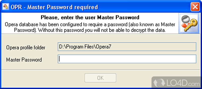 Recovers passwords from the Opera browser - Screenshot of Opera Password Recovery