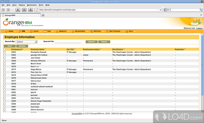 Solution which reflects the main areas of HR Management from personnel administration to today's complex strategic approaches - Screenshot of OrangeHRM