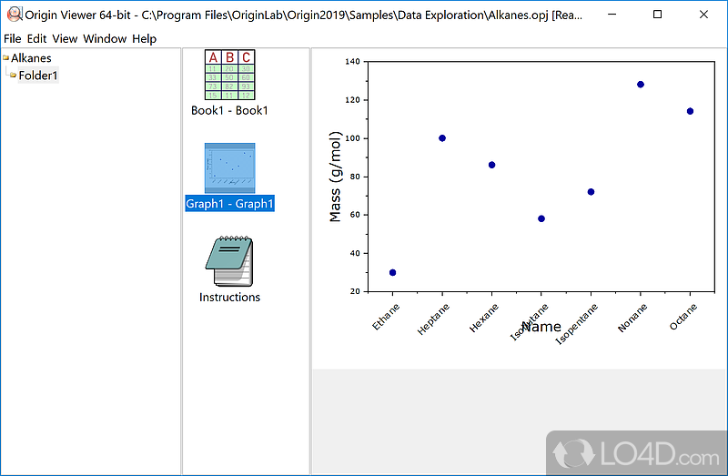 Extract Origin project data - Screenshot of Origin Viewer