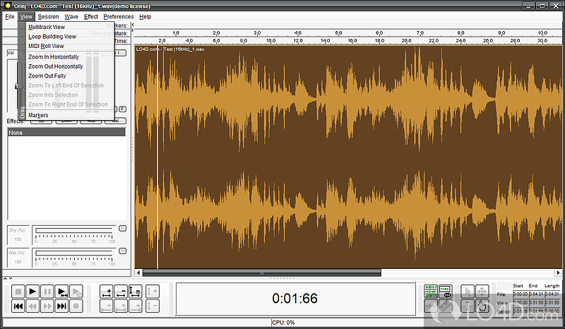Audio recorder and editor - Screenshot of Orinj