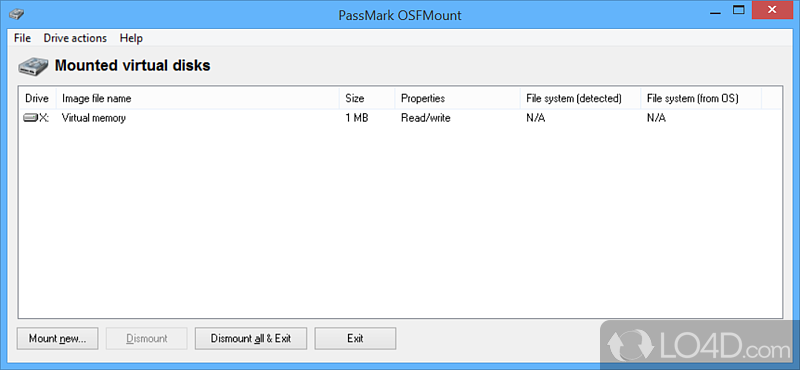 Software program to mount as many virtual disks as you want: image files, image files in RAM - Screenshot of OSFMount