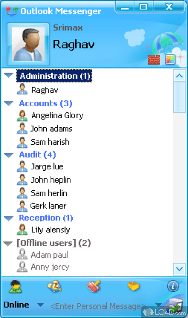 Instant LAN Messenger for Text, Group & Voice Chat, File transfer within Office - Screenshot of OMessenger
